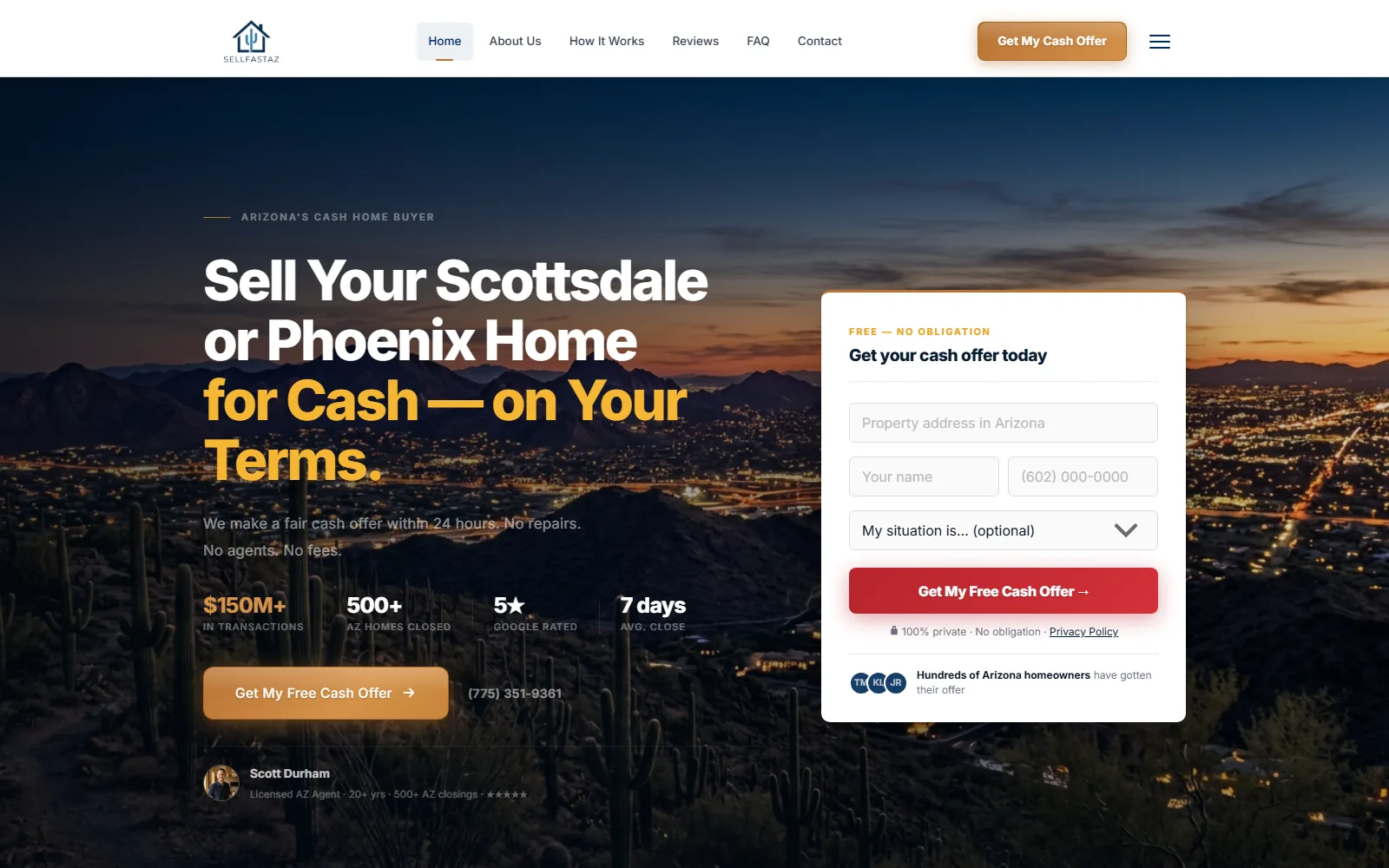 Sellfastaz.net, the live real estate website built by Taylo